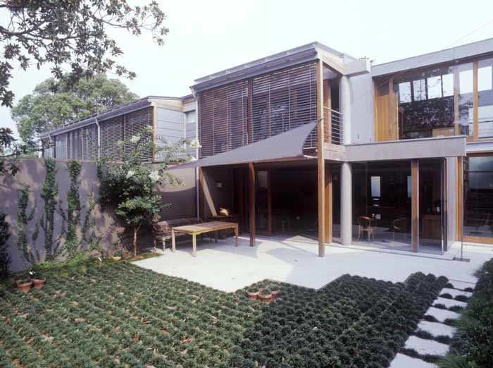 View of the two houses from the garden